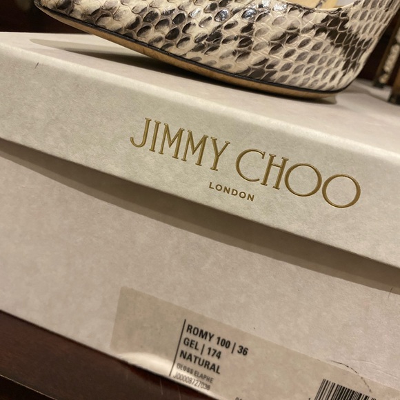 Jimmy Choo authentic Romy 100 Gloss Elaphe Stilettos - Picture 3 of 6